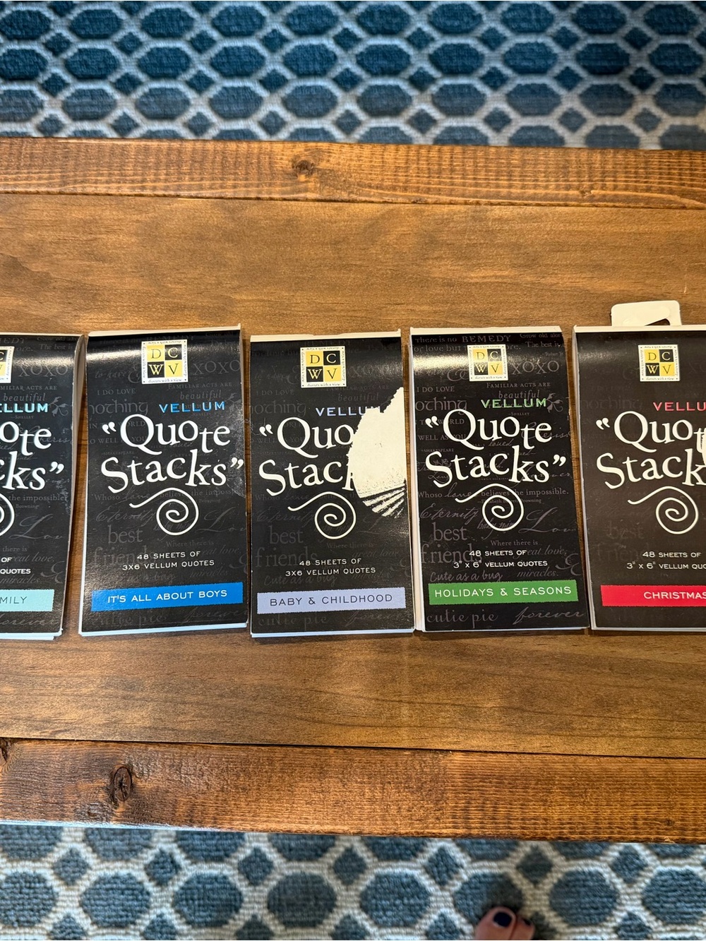 DCWV Quote Stacks Vellum Quote Packs - Assorted Themes - Black Covers set of 5